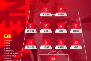 U23国足官方阵型延续442：蒯纪闻顶替毛伟杰先发，贺一然左防线大将